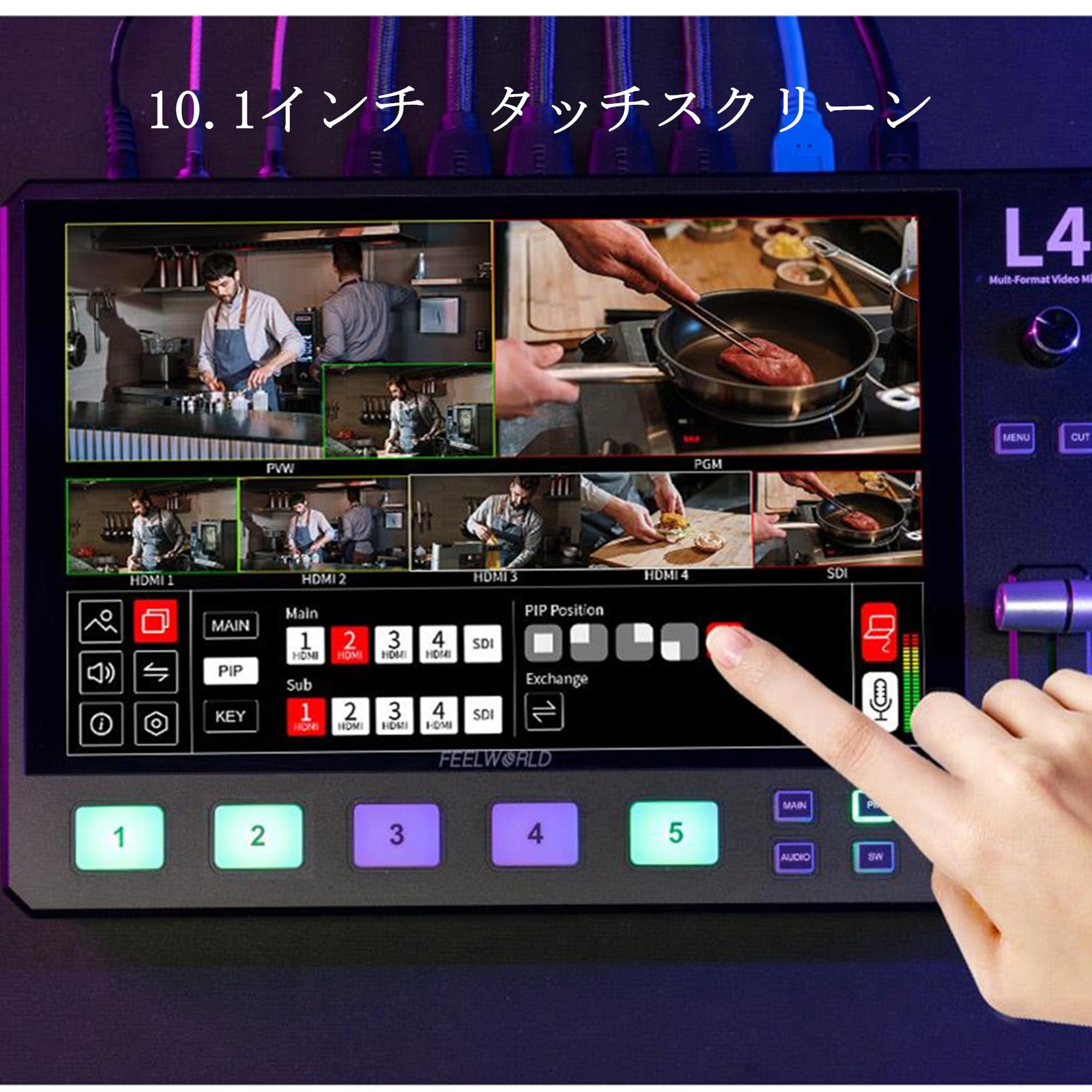 Amazon | FEELWORLD L4 マルチカメラビデオミキサー・スイッチャー