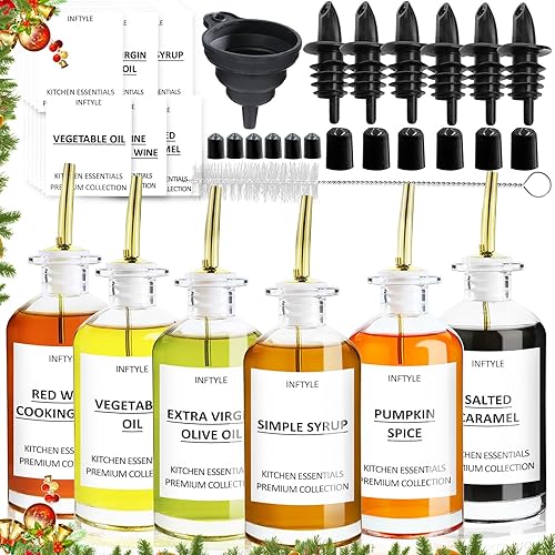 Miniatura 8 de INFTYLE Botellas de jarabe de 12 onzas, dispensador de jarabe de café, botella de vidrio para barra de café para cocina, con boquilla de vertido de