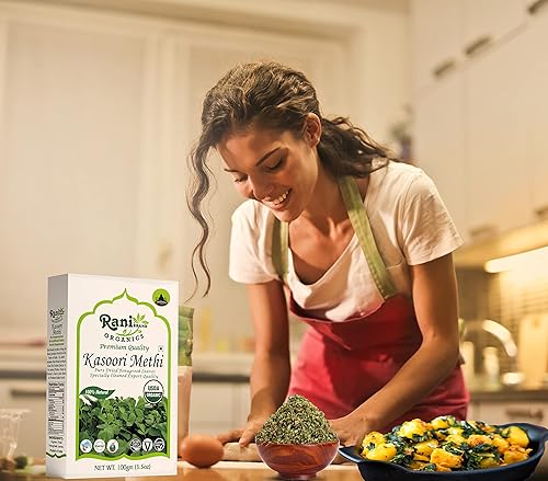 Miniatura 4 de Rani Hojas de fenogreco orgánicas secas (Kasoori Methi) 3.5 oz (100 g)  Todo natural  Vegano  Apto para gluten  Sin OMG  Kosher  Origen indio