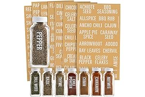 Talented Kitchen 146 Preprinted Minimalist Spice Jar Labels, Bold All Caps White...