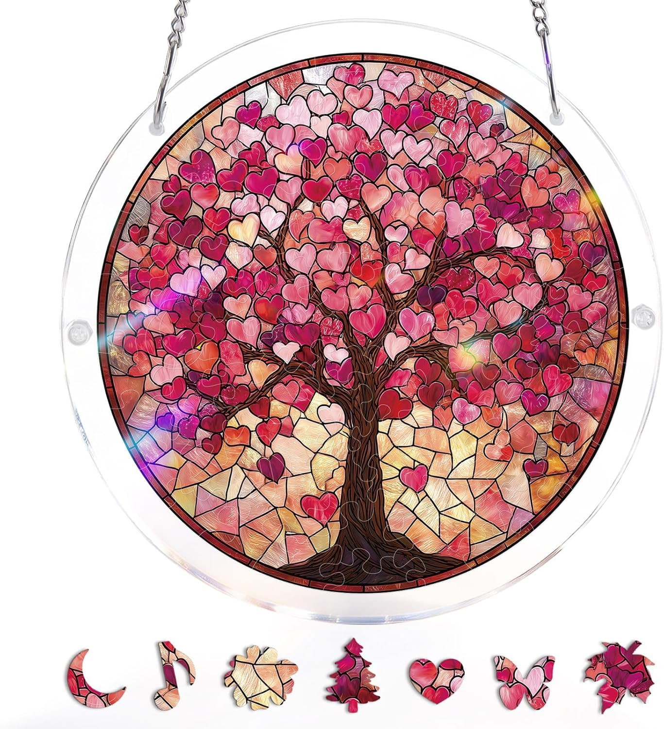 Jigsaw Puzzle Suncatcher, Sun Catcher Puzzle 83 Pieces, Acrylic Puzzle for Adults, Stained Glass Window Hanging Suncatcher, DIY Home Decor Gift for Women Men Mom (Butterflies, 7 inch) — view 10