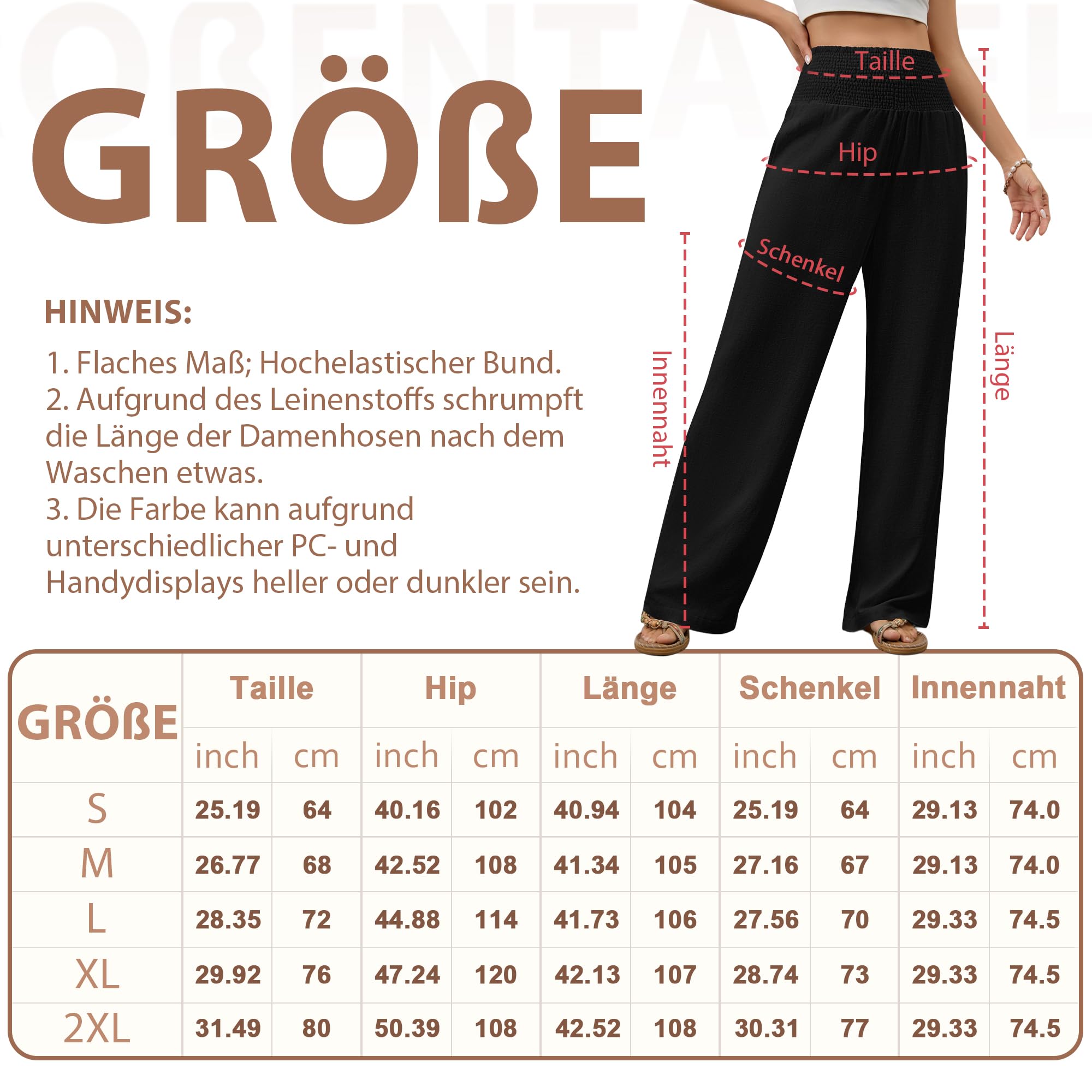 Pantalones de mujer de pierna ancha, elegantes Palazzo, informales, informales, de cintura alta, pantalones de tela largos, ligeros, cintura plisada, con bolsillos