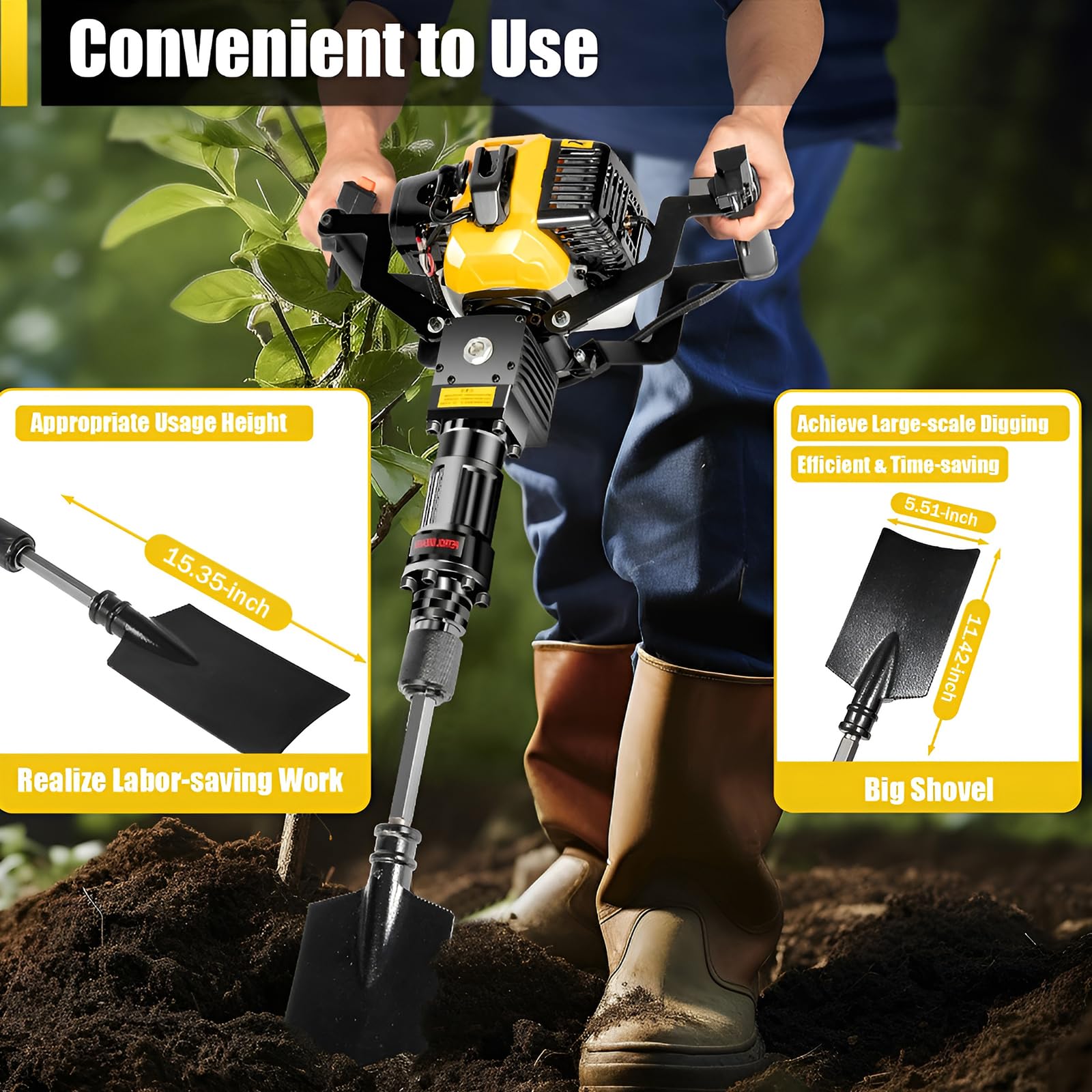 Pflanzschaufel Bohrmaschine, Handheld Gartenbagger für Bäume und Pflanzen, effizientes Bodengrabwerkzeug für Haus und Bauernhof