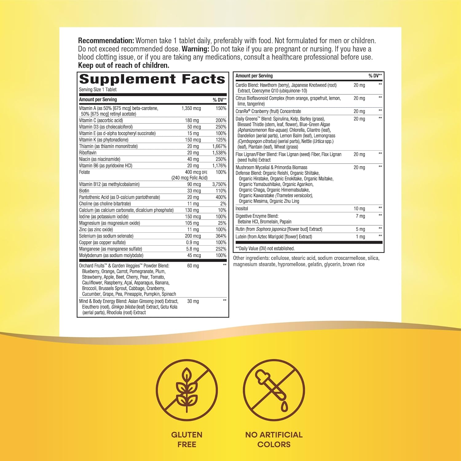 Nature's Way Alive!® Once Daily Women's 50+ Multivitamin, Ultra Potency, Food-Based Blends (60 mg per serving), 60 Tablets