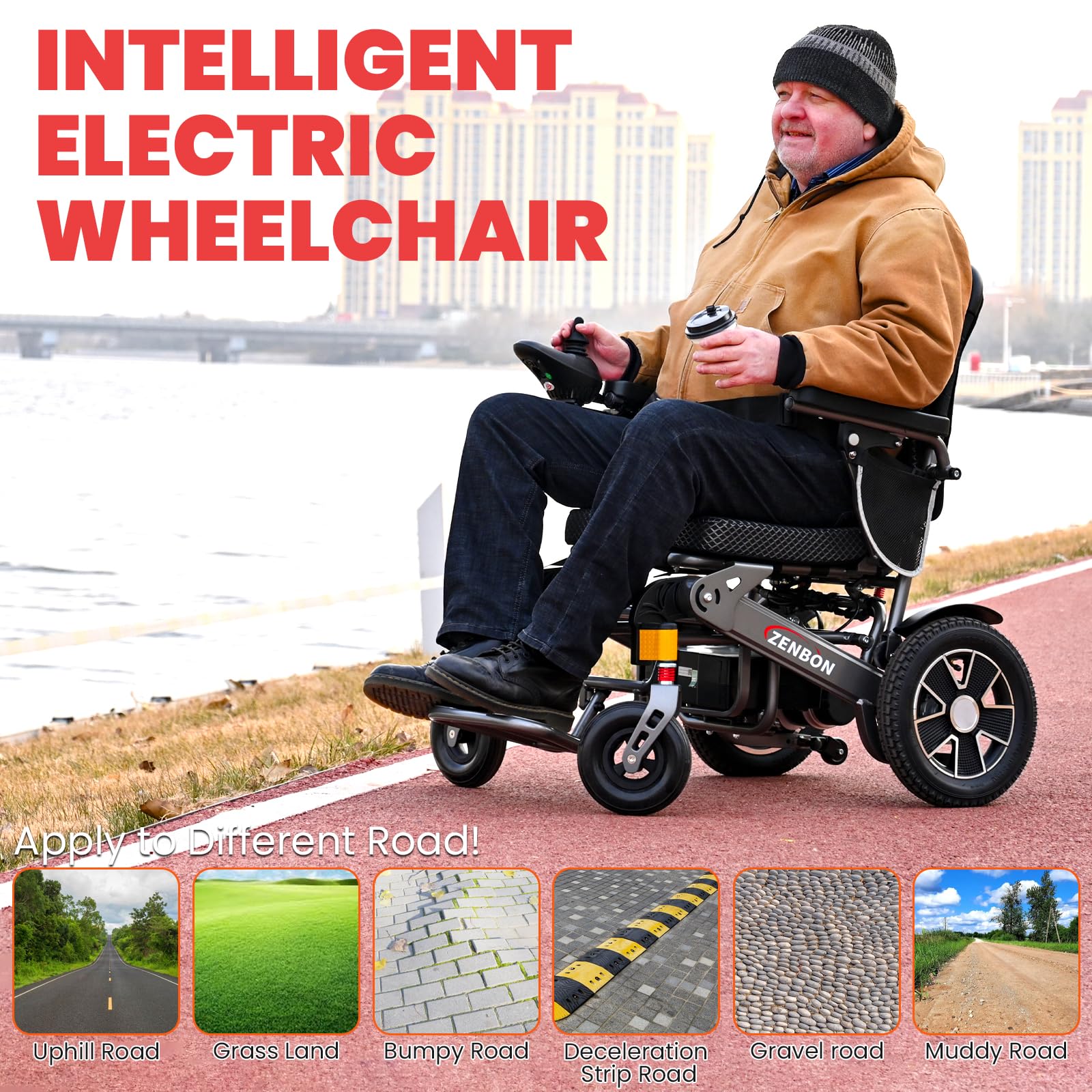 Sedia a Rotelle Pieghevole Leggera 35KM: Carrozzina Elettrica per Anziani con Funzione di Ripiegamento Automatico - 700W Sedia a Rotelle Elettrica Fino a 150KG