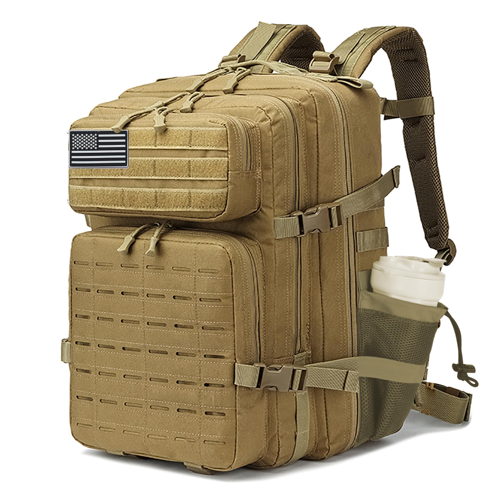 Military Tactical Backpack 45L/25L 3 Day Assault Pack Molle Daypack Hiking Backpack for Men and Women, Khaki-2, 45L US, Travel Backpacks — image 1