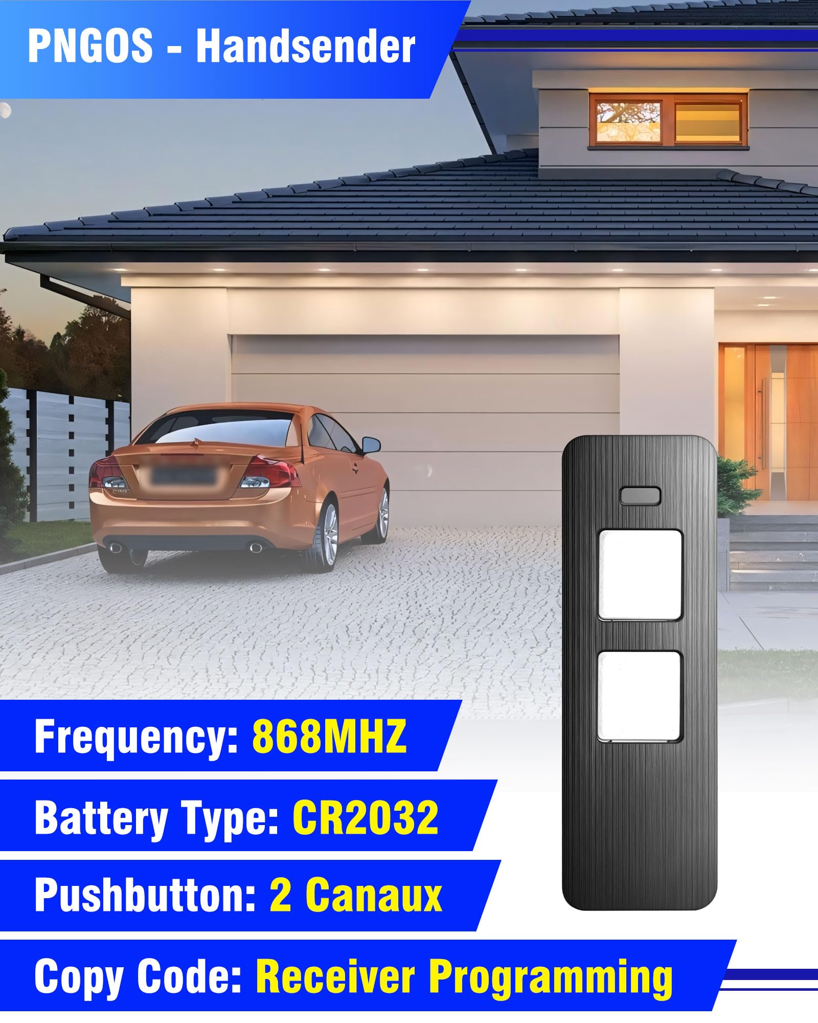 Mando a distancia para Sommer Slider+ TX40-868-4, 4018 Pearl Twin, 868MHz, 2 botones, mando a distancia Tubauto a distancia puerta para S10019-00001