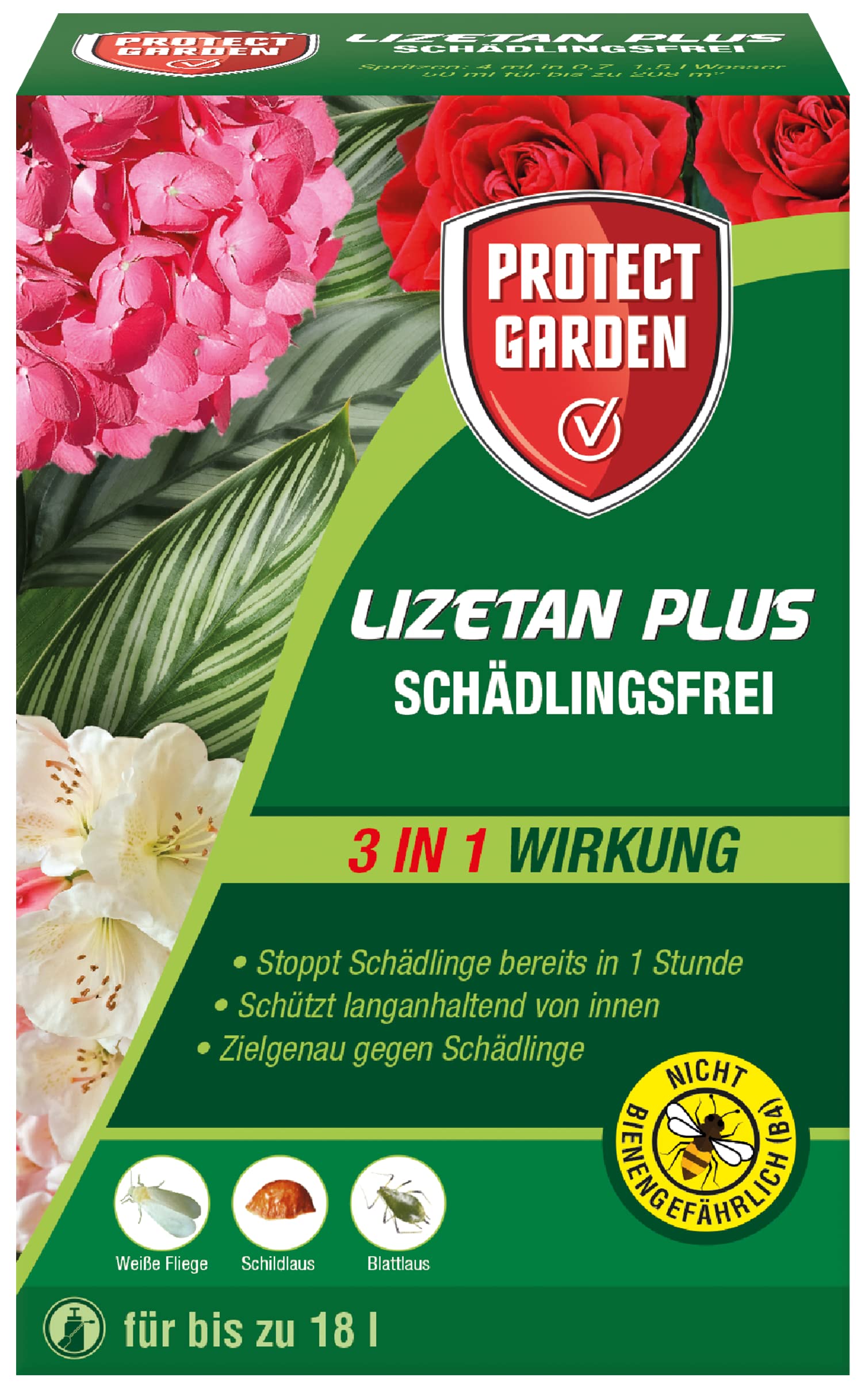 PROTECT GARDEN Lizetan Plus Schädlingsfrei, Blattlausfrei Konzentrat, mit langanhaltendem Schutz gegen Schädlinge an Zierpflanzen, 50 ml