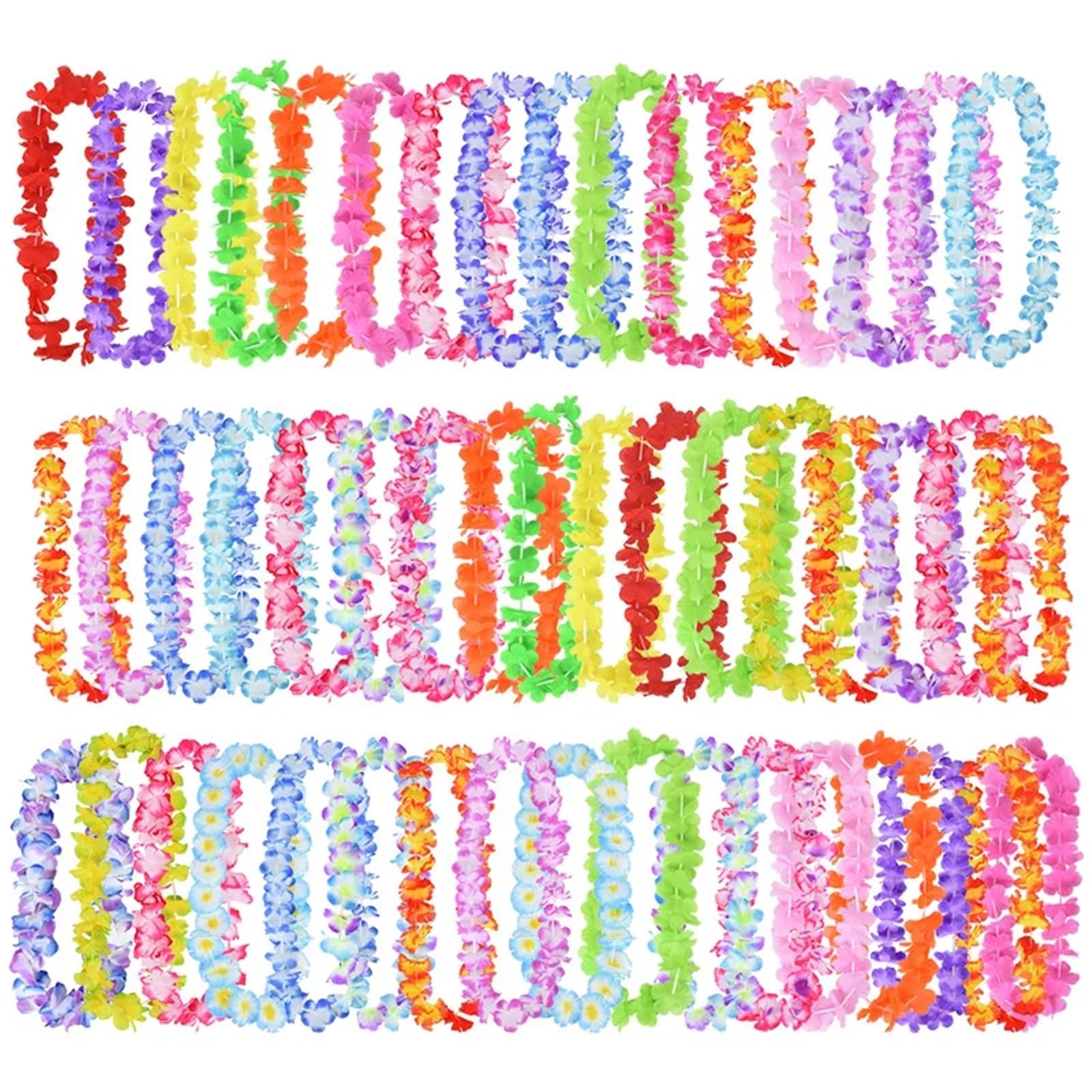 Hawajskie lei, Hawajski naszyjnik ze sztucznych kwiatów, różne kolory, 20-50 szt., upominki na przyjęcie weselne(50Pcs)