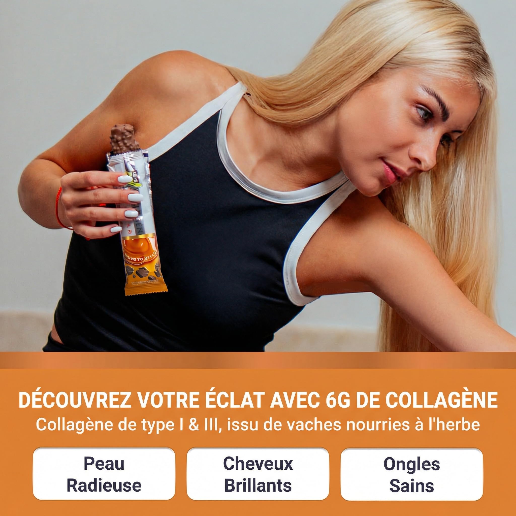 RiceUP! Barre Protéinée Toffee Caramel au Collagène – 30% Protéines, 6000 mg Collagène Type I & III, Sans Sucre Ajouté, Moins de 215 kcal – Snack Protéiné 12 x 42 g