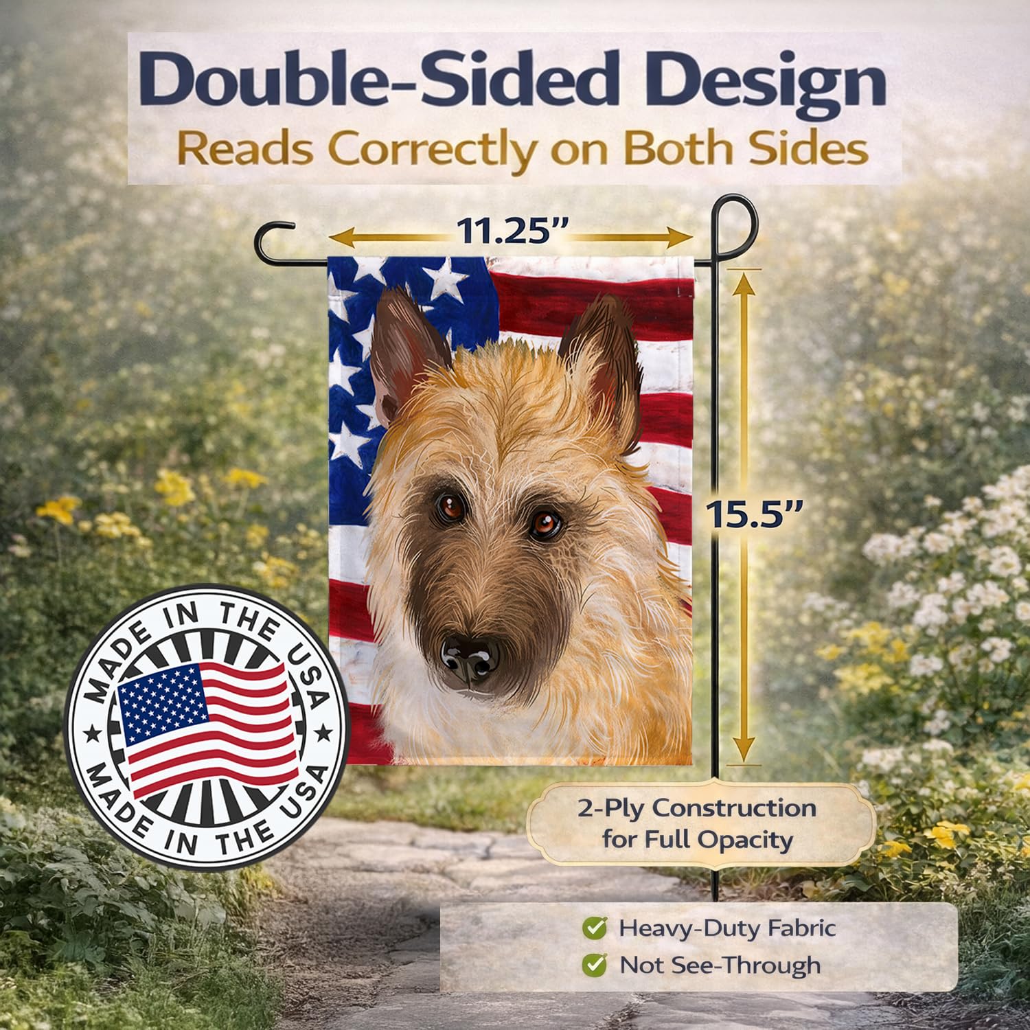 Caroline's Treasures CK6427GF Belgian Laekenois American Flag Flag Garden Size , Small, multicolor