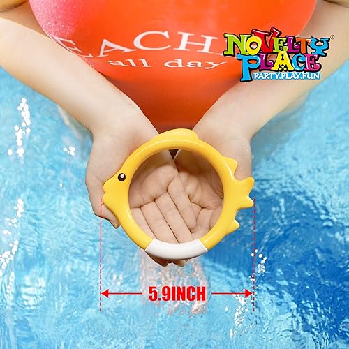 Miniatura 5 de Novelty Place Juego de 4 anillos de buceo, juguetes para lanzar, bucear y recuperar, accesorios de juego de piscina subacuática, anillos de buceo