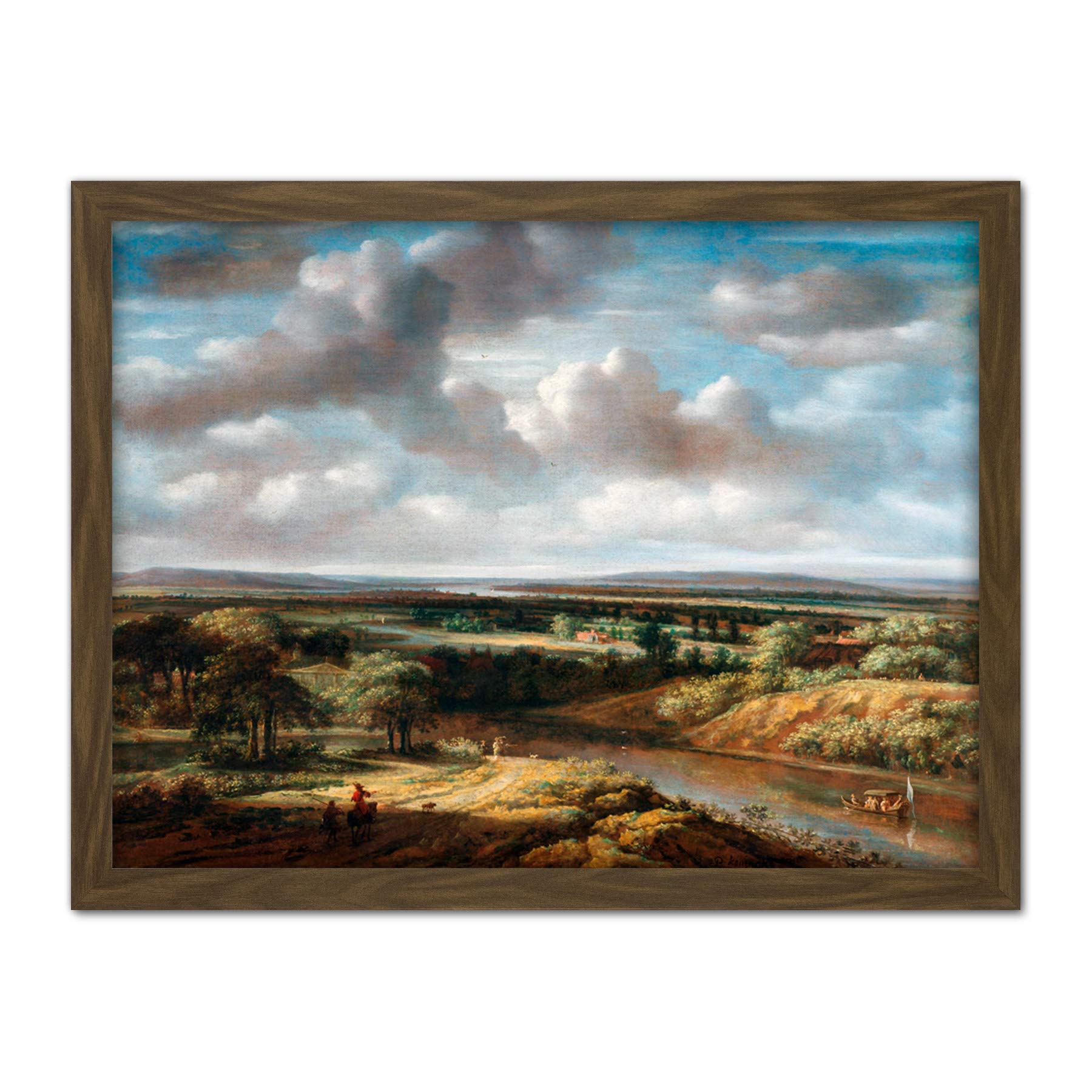 Artery8 Philips Koninck River Landscape Painting Artwork Framed Wall Art Print 18X24 Inch