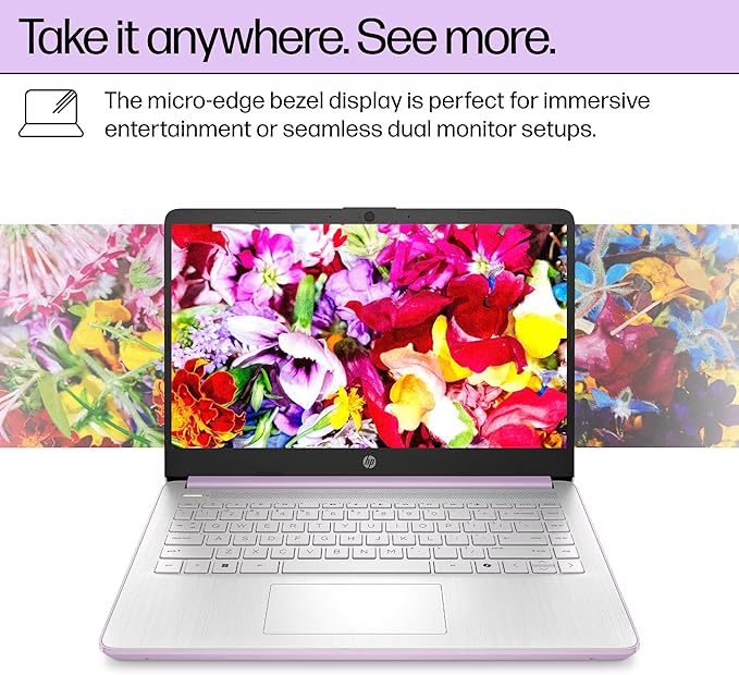 HP Laptop 14" 2026 Oficina Estudiante Copilot IA Procesador Intel Quad-Core 4GB RAM 628GB miniatura 7