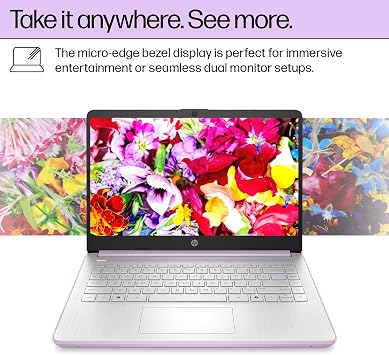 HP 14 Laptop Computer for 2026 Student Business Productivity, MS Office & Win 11 Pro, Copilot AI, Intel 4-Core CPU, 4GB DDR5 RAM, 628GB Storage (128GB UFS+500GB Ext), Wi-Fi 6, HubxcelAddon, Lavender