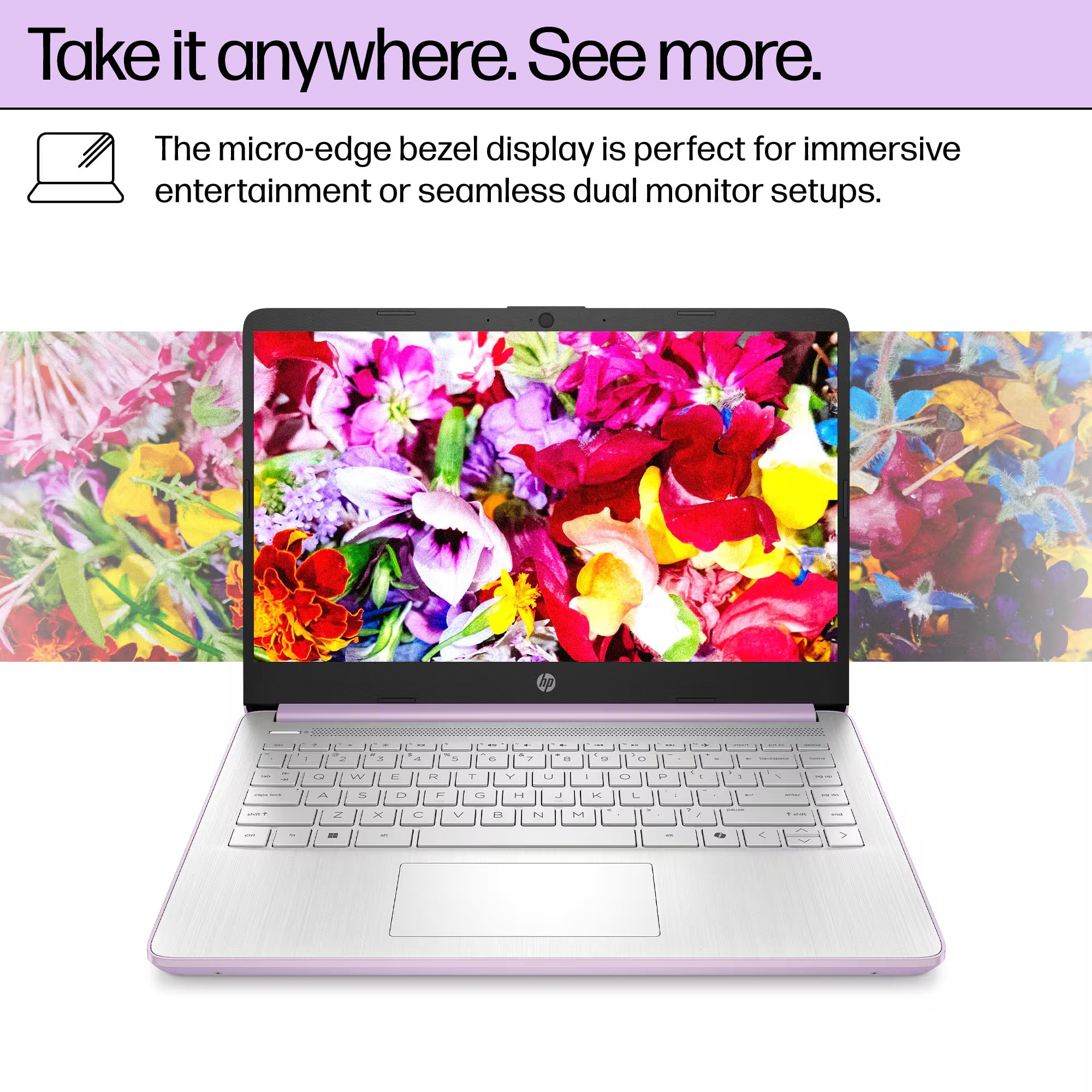 HP Flagship 14" Laptop Computer for 2026 Business Student with Office Suite, Copilot AI, Intel Quad-Core CPU, 4GB RAM, 628GB Storage (128GB UFS+500GB Ext), Wi-Fi 6, HubxcelAccs, Win 11 Pro, Lavender — view 7