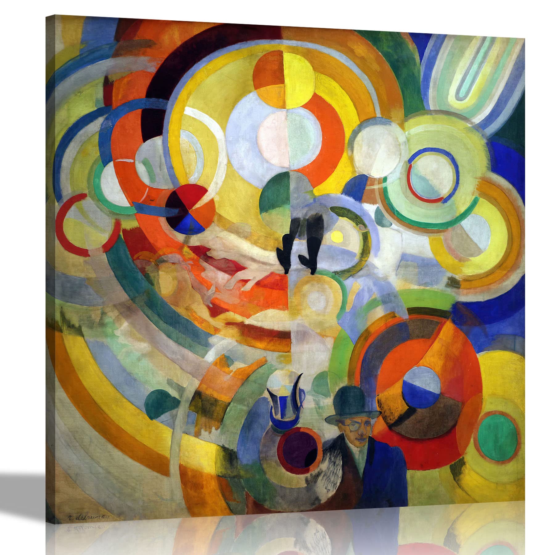 Artley Prints Multicoloured - Carousel Of Pigs By Robert Delaunay Canvas Wall Art Prints L Home, Living Room, Bedroom Decor L Abstract Pictures Decoration Large 86 X 86 Cm (34 X 34 Inches)