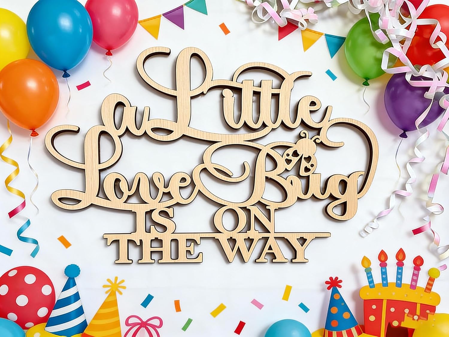 A Little Love Bug is on the way Sign for Wall Decorations,Wooden Little Bug Baby Shower Decor for Love Bug Theme Banner Decor for Boy or Girl Photo Booth