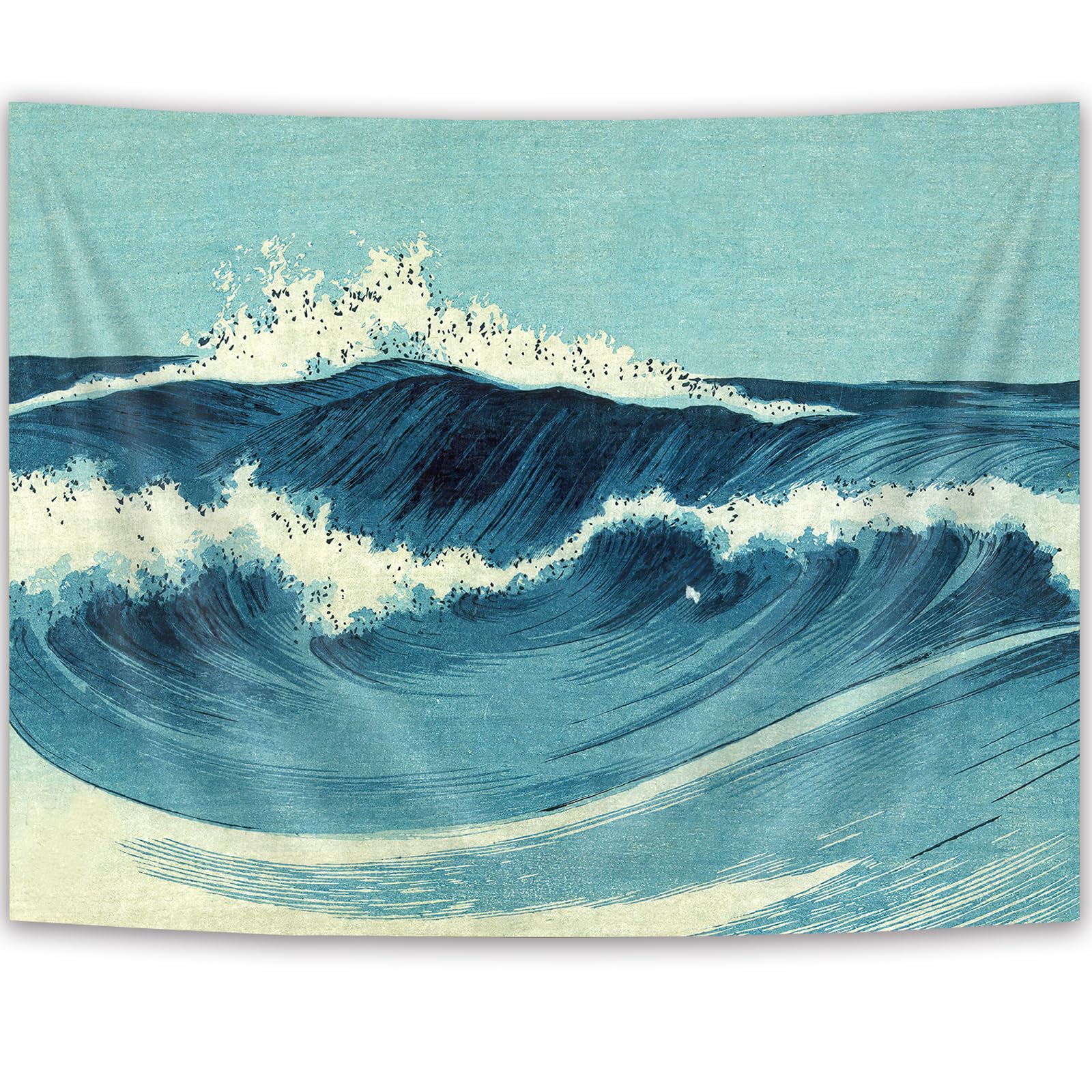 Ocean Tapestry Wall Hanging, Blue Japanese Sea Wave Surf Summer Season Beach Indian Wall Art Tapestries, The Great Wave Tapestry Decor for Bedroom Living Room Home Dorm 60X40 Inch