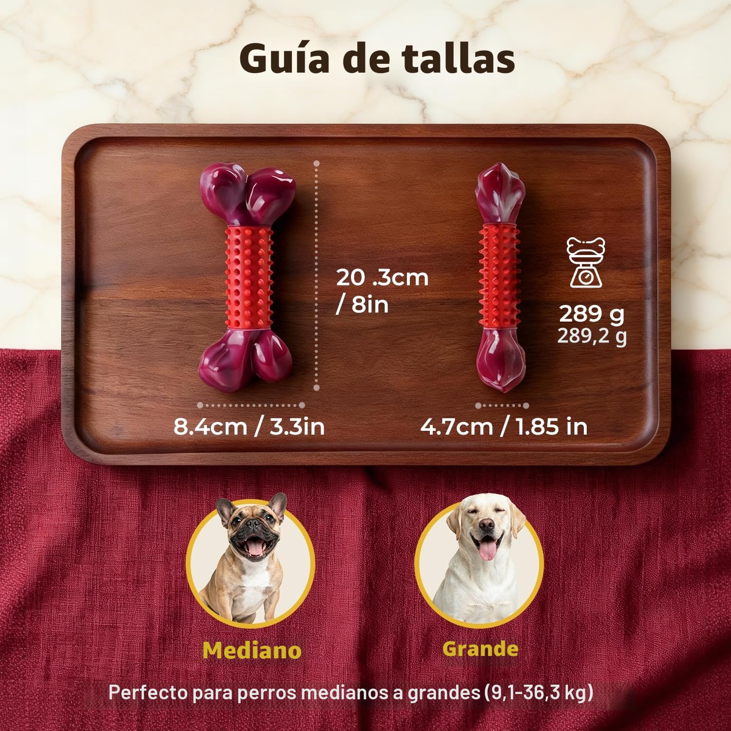 Juguetes para Perros Indestructible: Mordedor Perro para Masticadores Agresivos, Juguete Perro para Perros Medianos y Grandes, Nailon Duradero y Caucho Natural, Sabor A Carne de Res, Rojo
