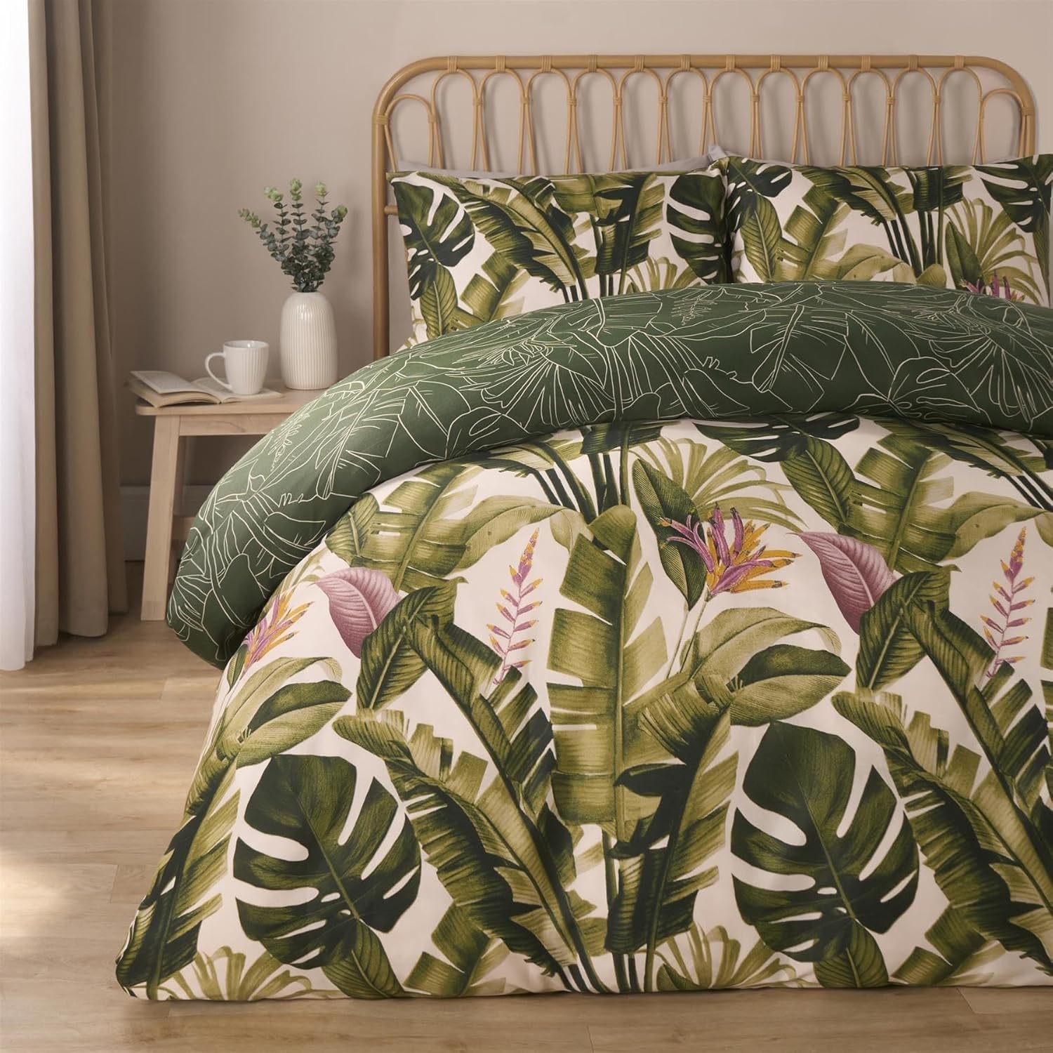 Funda Nordica Cama 90 Infantil Follaje Ropa de Cama Retro Microfibra Suave y Cómoda con Cremallera Funda Edredon 150x200-2 Fundas Almohada 50x75 QD512