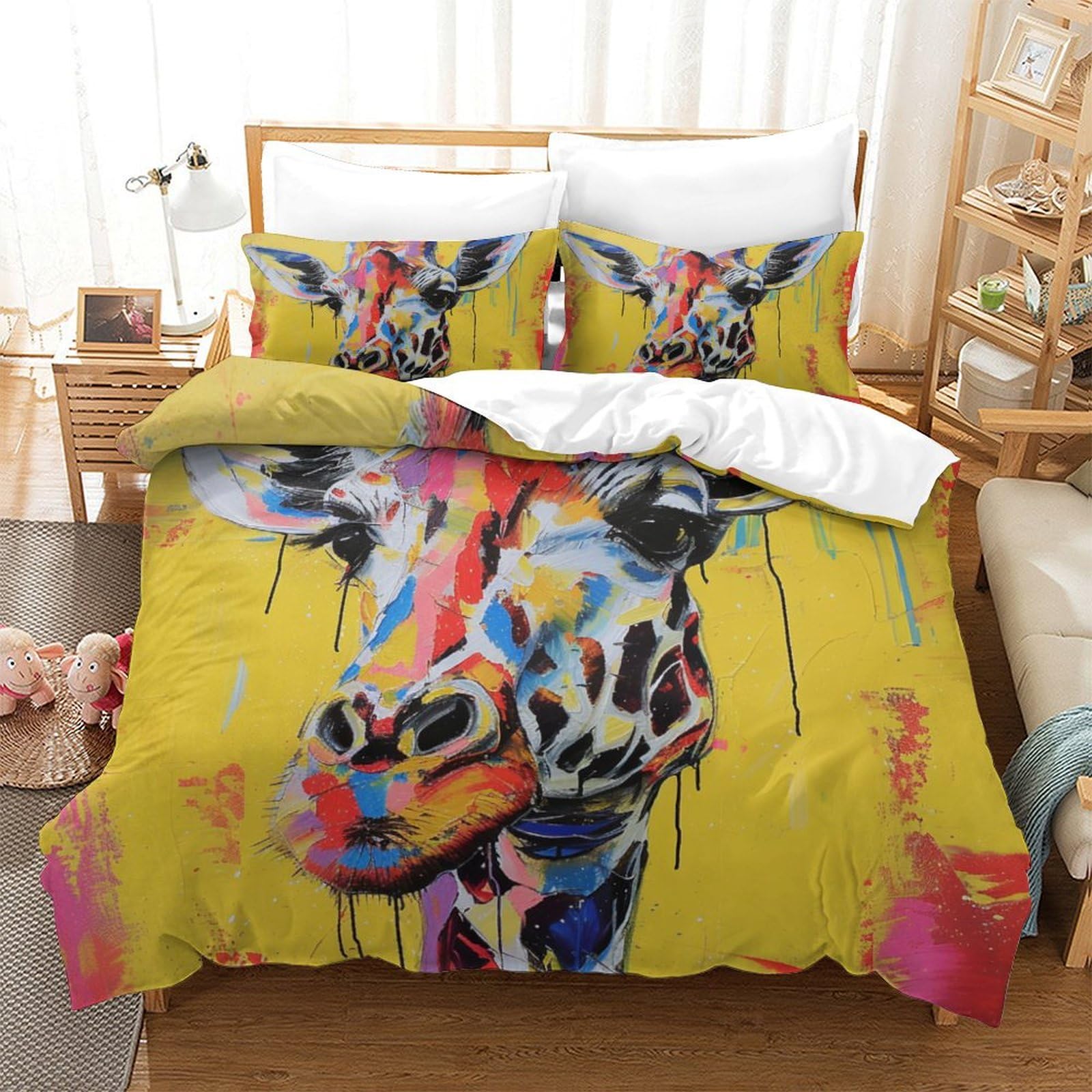 Housse de couette girafe 3D finie la transpiration parure de lit 260x220