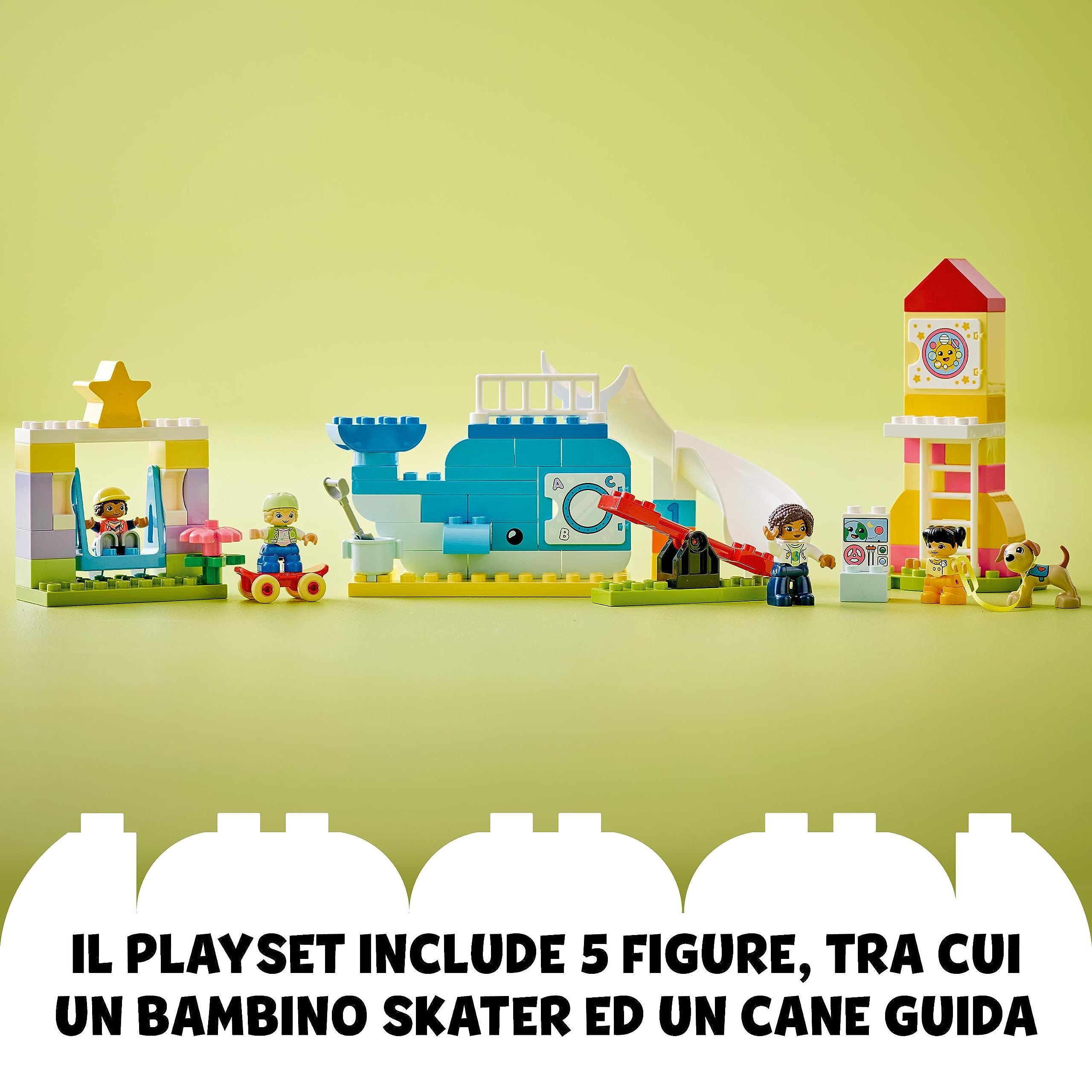 LEGO DUPLO Il Parco Giochi dei Sogni, Giochi per Bambini e Bambine da 2 Anni in su con Balena e Razzo Giocattolo da Costruire per Imparare Lettere, Numeri e Colori con i Mattoncini, Idea Regalo 10991