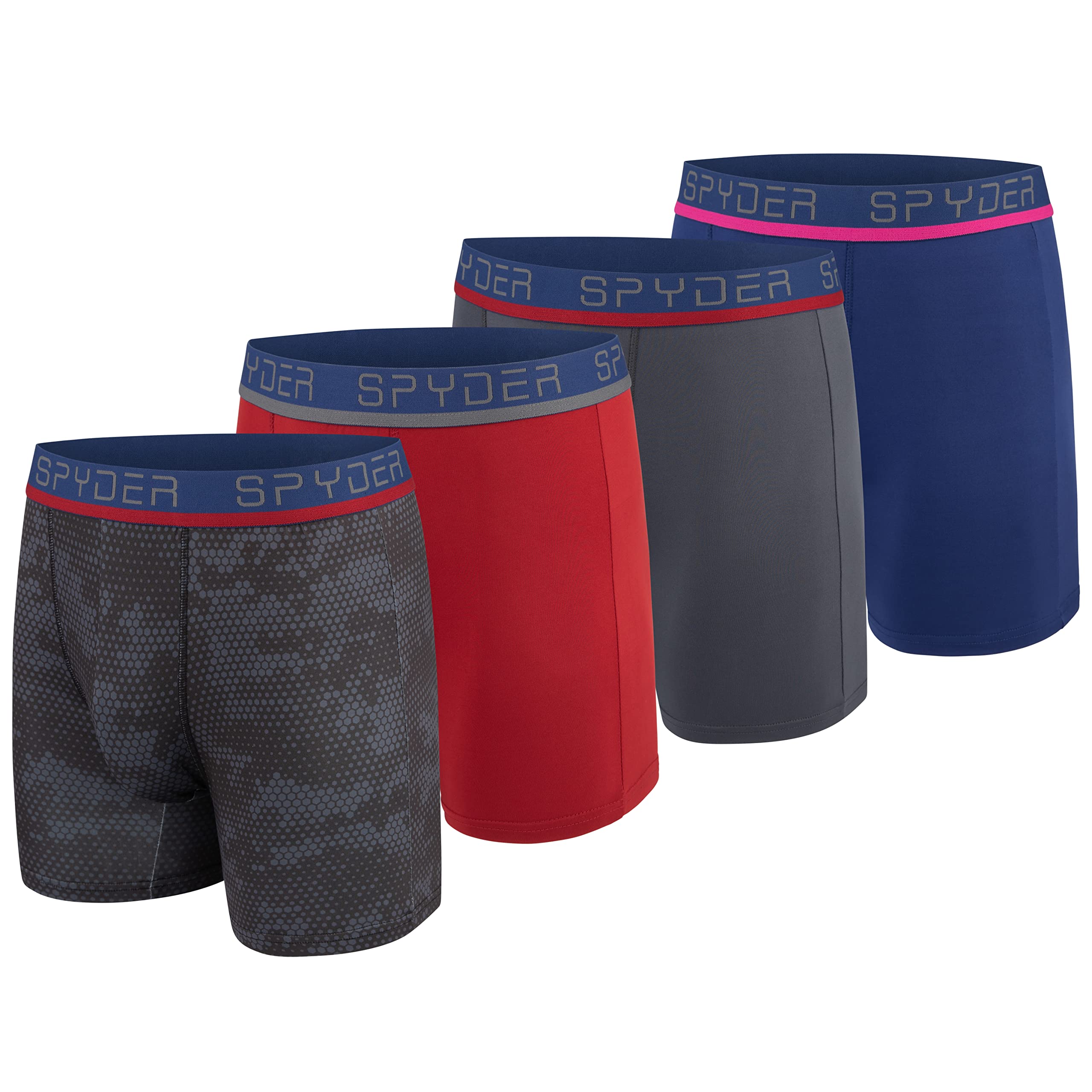 SpyderMens Boxer Briefs 4 Pack Poly Spandex Performance Boxer Briefs Underwear