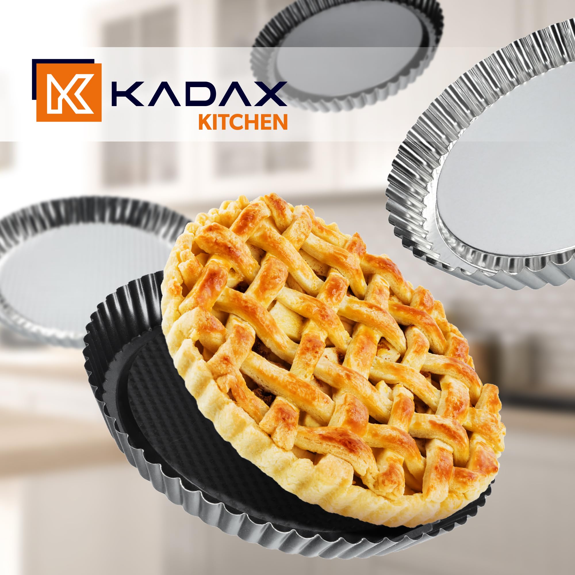 KADAX Foremka do tarta, do tarta, tortelety, z ocynkowanej i nieprzywierającej warstwy blachy, w 3 rozmiarach, okrągła forma do tortu owocowego (Ø 30 cm, czarna)
