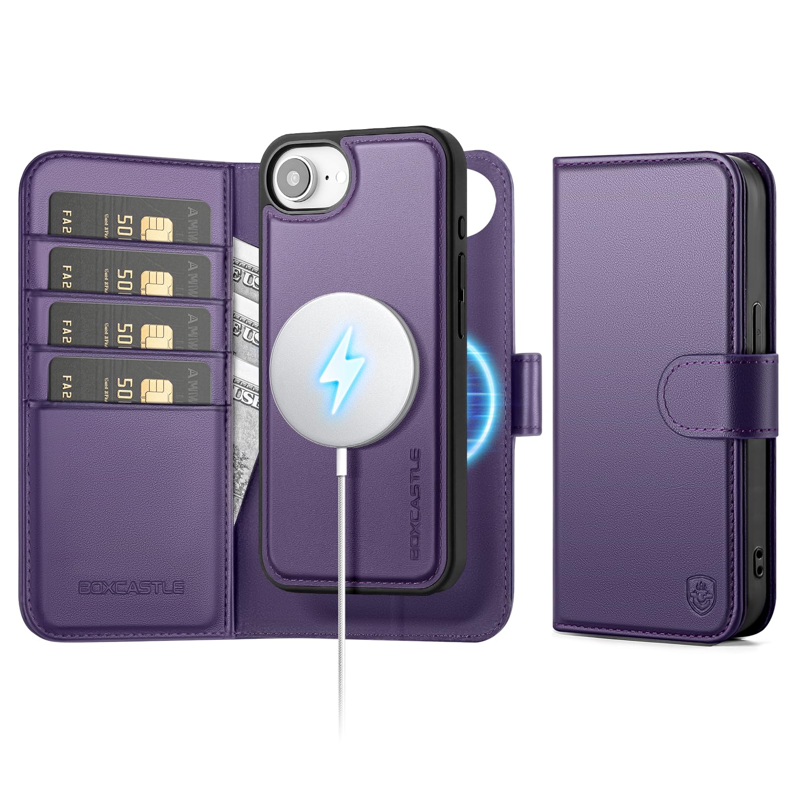 for iPhone 17e / 16e Case Wallet with Card Holder,Purple