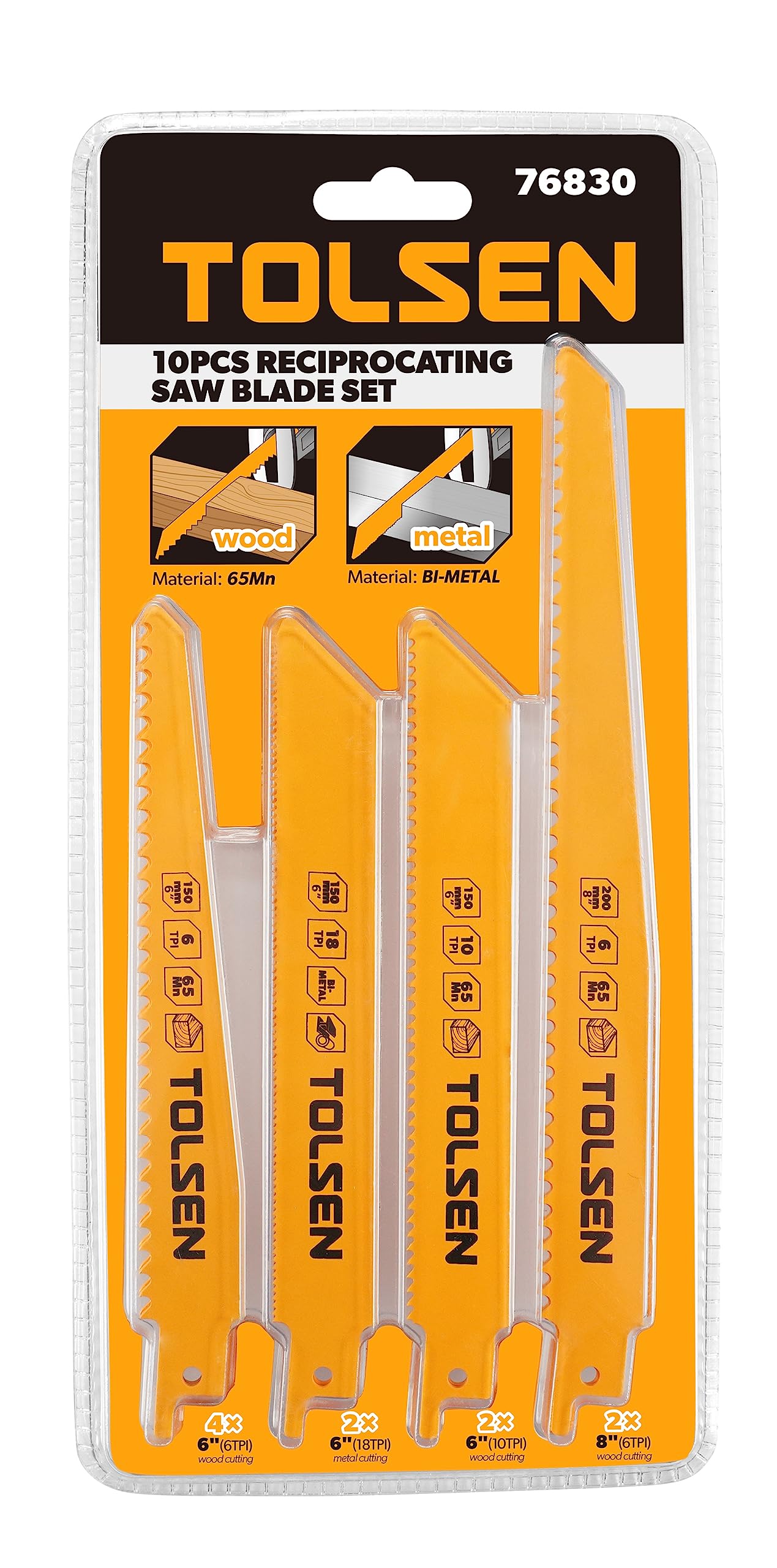 Tolsen10Pcs Reciprocating Saw Blade Set,76830