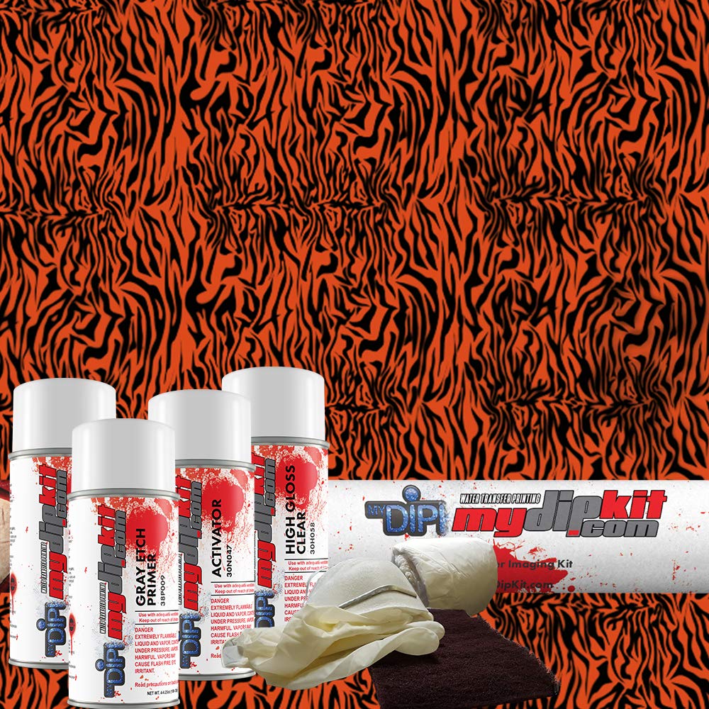 Bright Orange Zebra Hydrographics Kit MyDipKit - My Dip Kit - AP-821-Orange- Water Transfer Printing Kit (Entry Level)