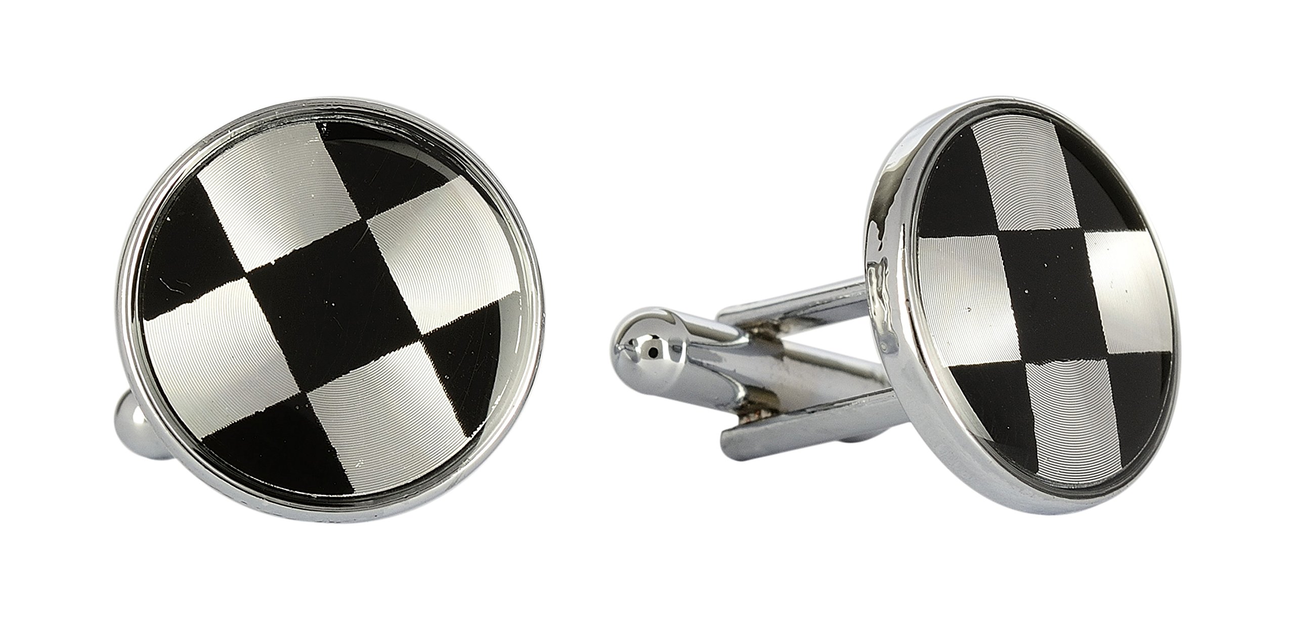 asier Premium Football Checks Silver and Black Metal Cufflinks for Men (5014)-picture-25