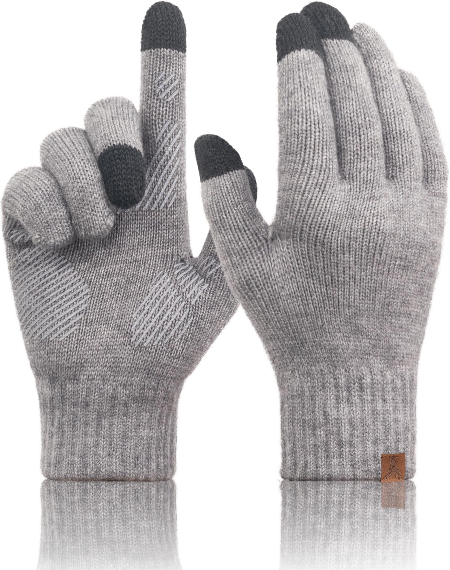 Merino Wool Winter Gloves: Touch Screen Knitted Gloves Warm Thin Non-slip Glove for Men Women Driving Running Gift