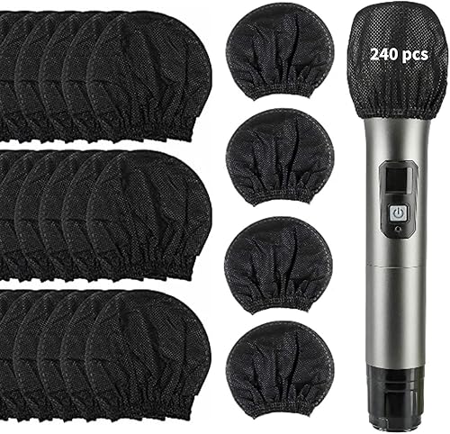Shamall Funda de micrófono desechable 240 piezas 120 pares color negro fundas de micrófono transparentes inodoras y elásticas impermeable gruesa y
