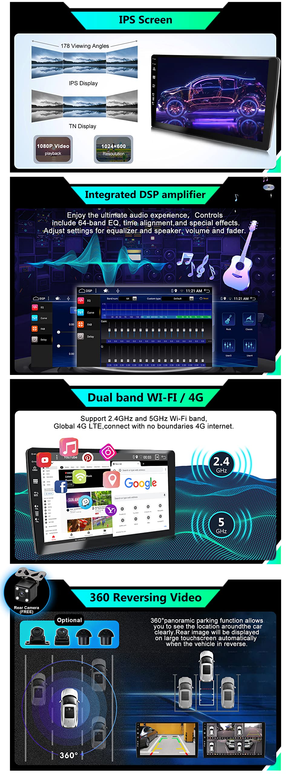 SXAUTO Android 15 -[Built-in DAB]- IPS Autoradio für Renault Duster (2015-2017) - Eingebaut Carplay/Android Auto - Kamera + MIC - 4G+64G - 360-CAM Lenkradsteuerung Fast-Boot WiFi DSP - 2 Din 9 Zoll
