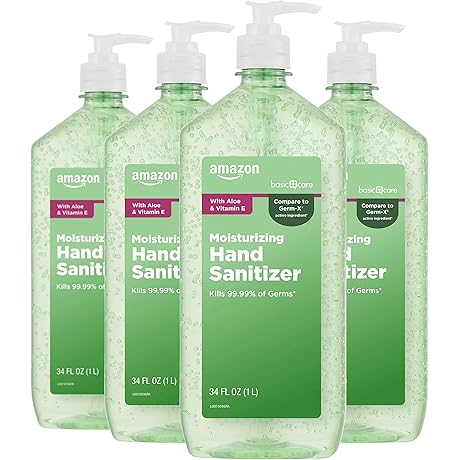 Amazon Basic Care - Aloe Vera Antiseptic Hand Sanitizer, 60 oz