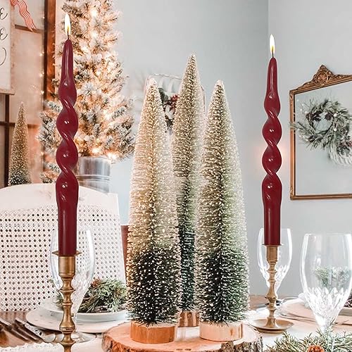 Miniatura 8 de Velas cónicas rojas de Navidad, velas retorcidas  Candelabro en espiral sin perfume  Velas cónicas delgadas de 10 pulgadas  Velas rojas para
