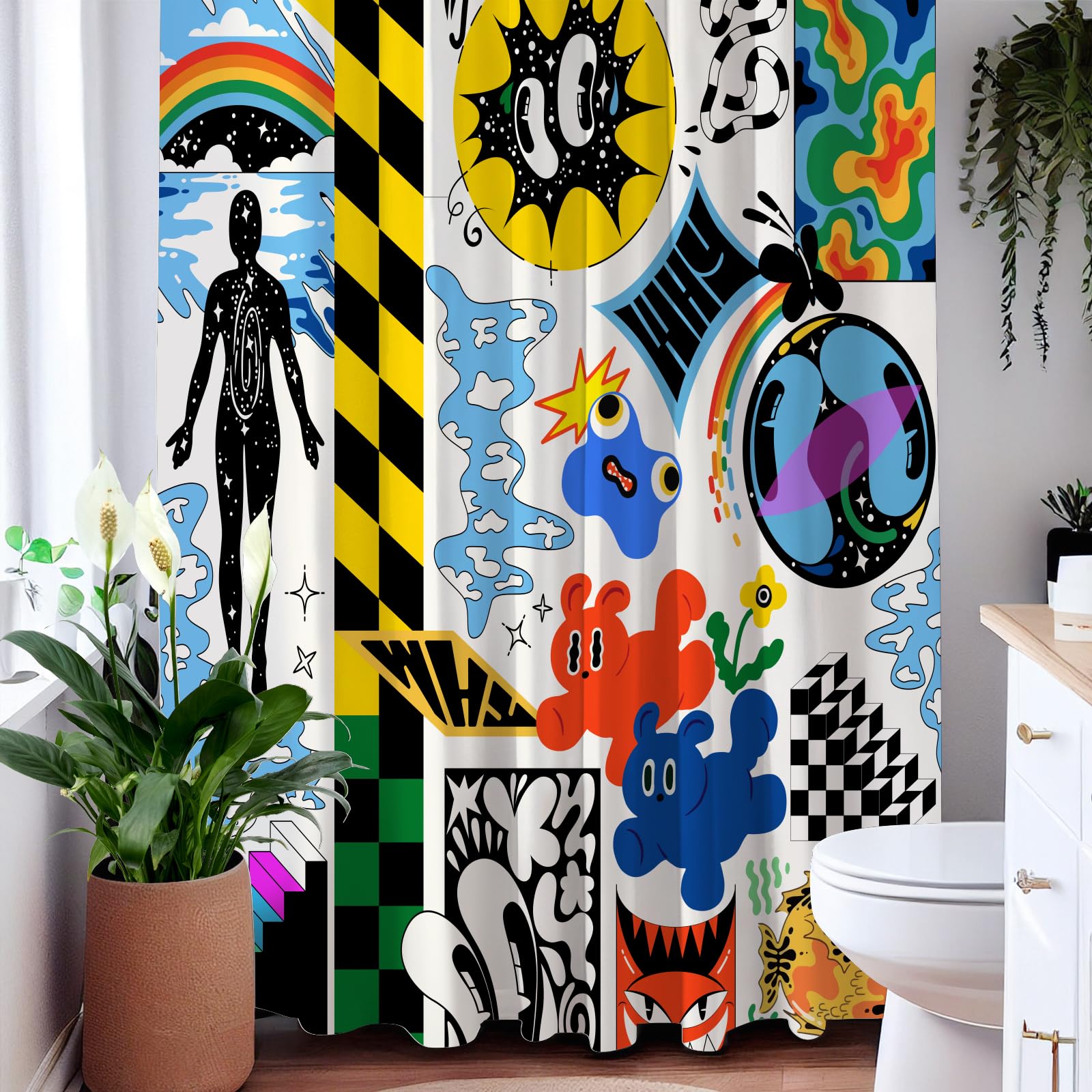 Alishomtll 4 Pcs Blacklight Astronaut Kids Shower Curtain Set with Rugs, Black Light Space Bathroom Set with Shower Curtain and Rugs, Mhroom Jellyfish Bathroom Decor for Men Alishomtll 4 Pcs Blacklight Astronaut Kids Shower Curtain Set with Rugs, Black Light Space Bathroom Set with Shower Curtain and Rugs, Mhroom Jellyfish Bathroom Decor for Men