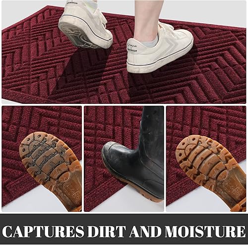 Miniatura 5 de Yimobra Tapetes para puerta de exteriores, 29.5 x 17 pulgadas, impermeables, para todas las estaciones, para entrada de puerta delantera, con