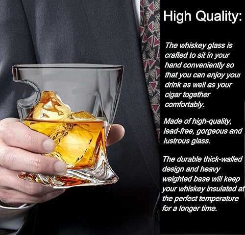 Miniatura 6 de Bezrat Vasos de cigarro de whisky a la antigua, vaso con soporte montado en el costado, soporte para puros, regalo de Navidad