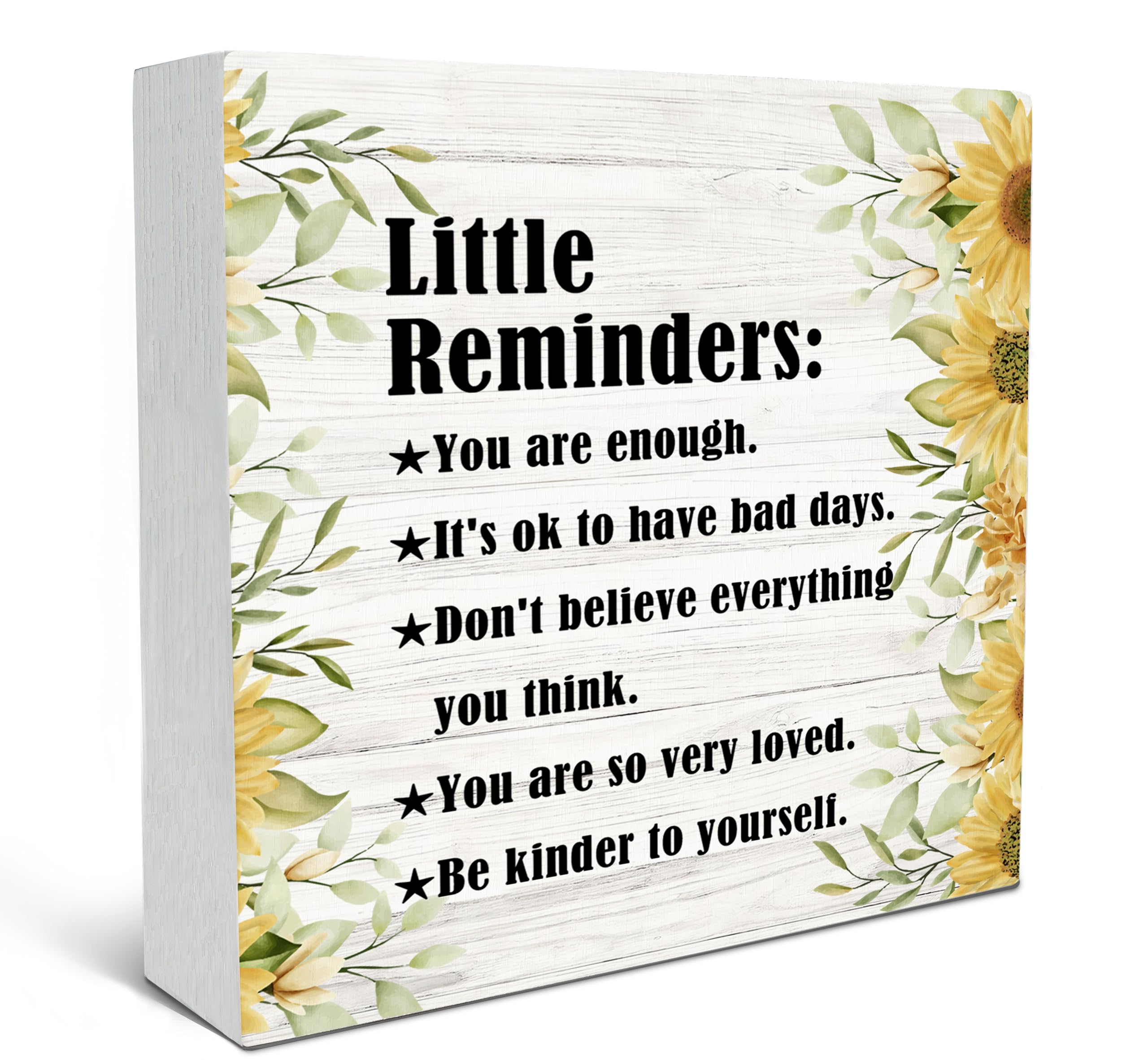 SRADMO Inspirational Little Reminders Wood Box Sign Desk Decor, Inspirational Desk Decor, College Motivational Positive Affirmation Gifts Box Sign For