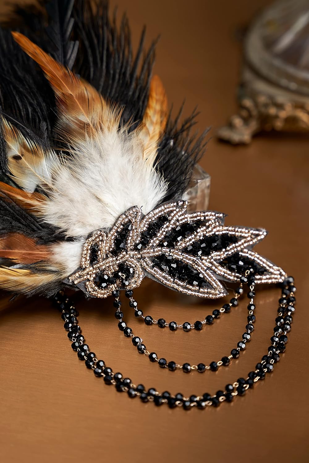 BABEYOND 1920s Headpiece Flapper Headband - Roaring 20's Sequined Showgirl Hair Band with Feather - Image 3