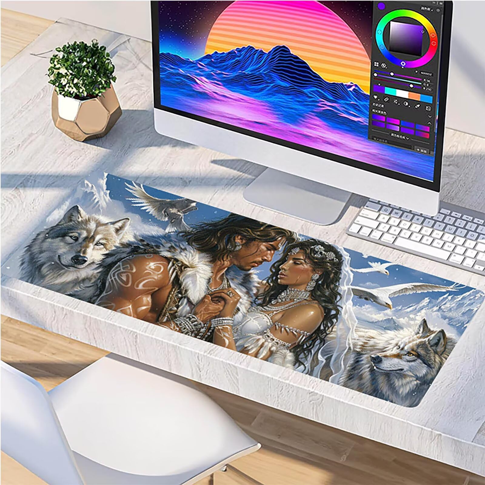 Tappetino Mouse XXL 1500 x 800 mm, Tappetino Mouse Coppia, Gaming Mousepad Migliorare la Velocità e la Precisione, Mouse Pad con Base in Gomma Antiscivolo, Ufficio Accessori Gaming, Bianco Q-5612