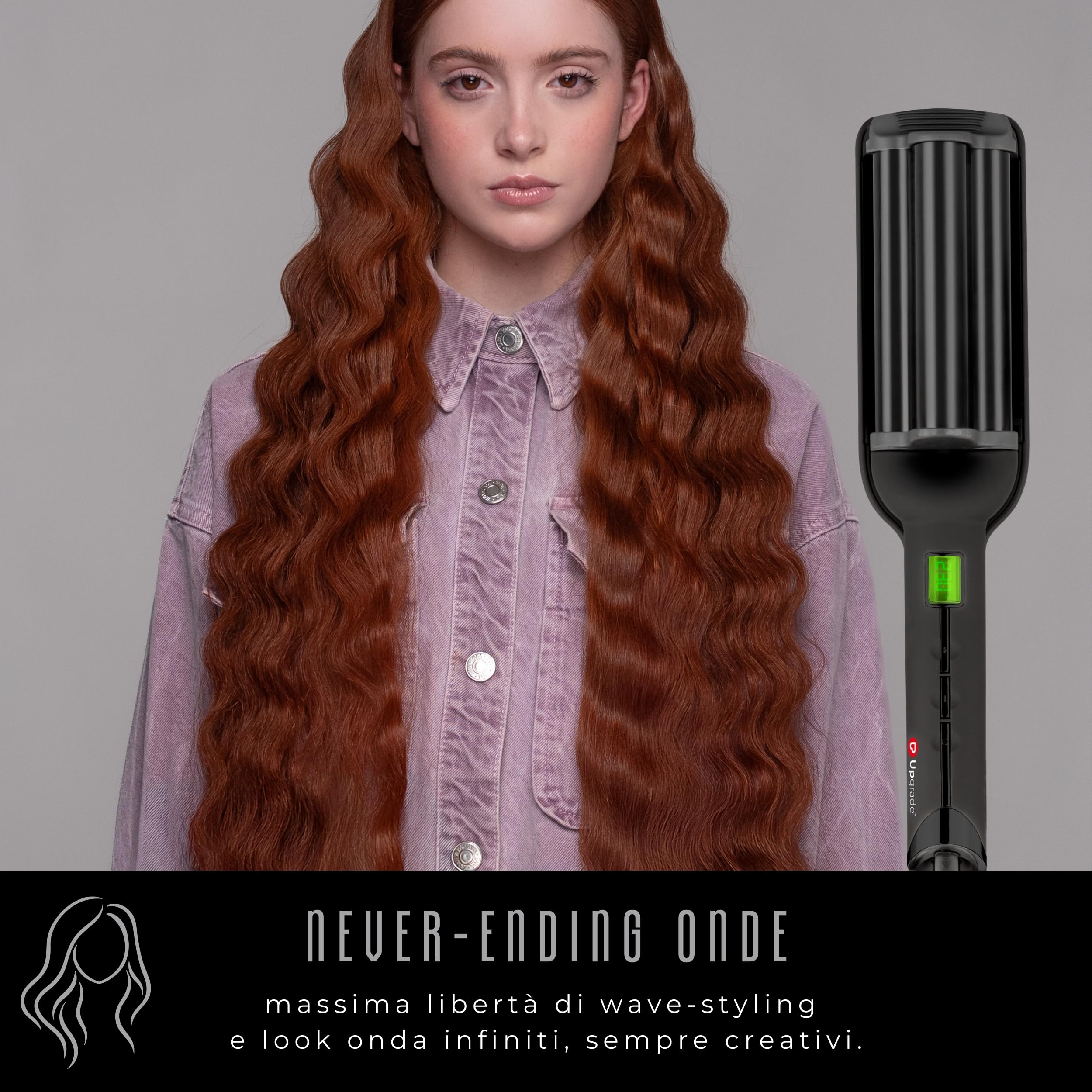 Upgrade - Piastra Onda per Capelli Newave - Big - Piastra Capelli Professionale a Tripla Onda - Per Onde Larghe Definite e di Lunga Durata - Per Beach Waves d'Impatto in un Attimo