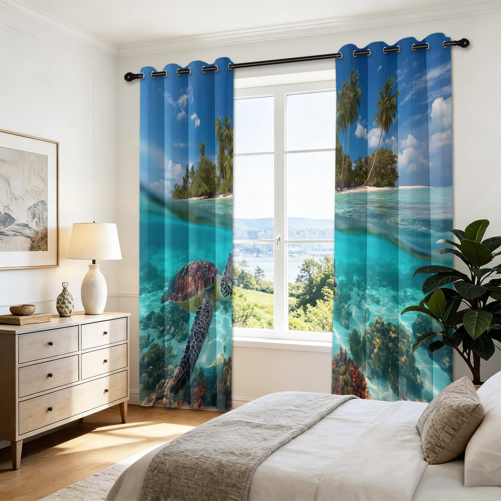 Zasłony zaciemniające, zaciemniające, niebieskie, termiczne, do sypialni, pokoju dziecięcego, wys. 260 x szer. 140 cm (2 sztuki)