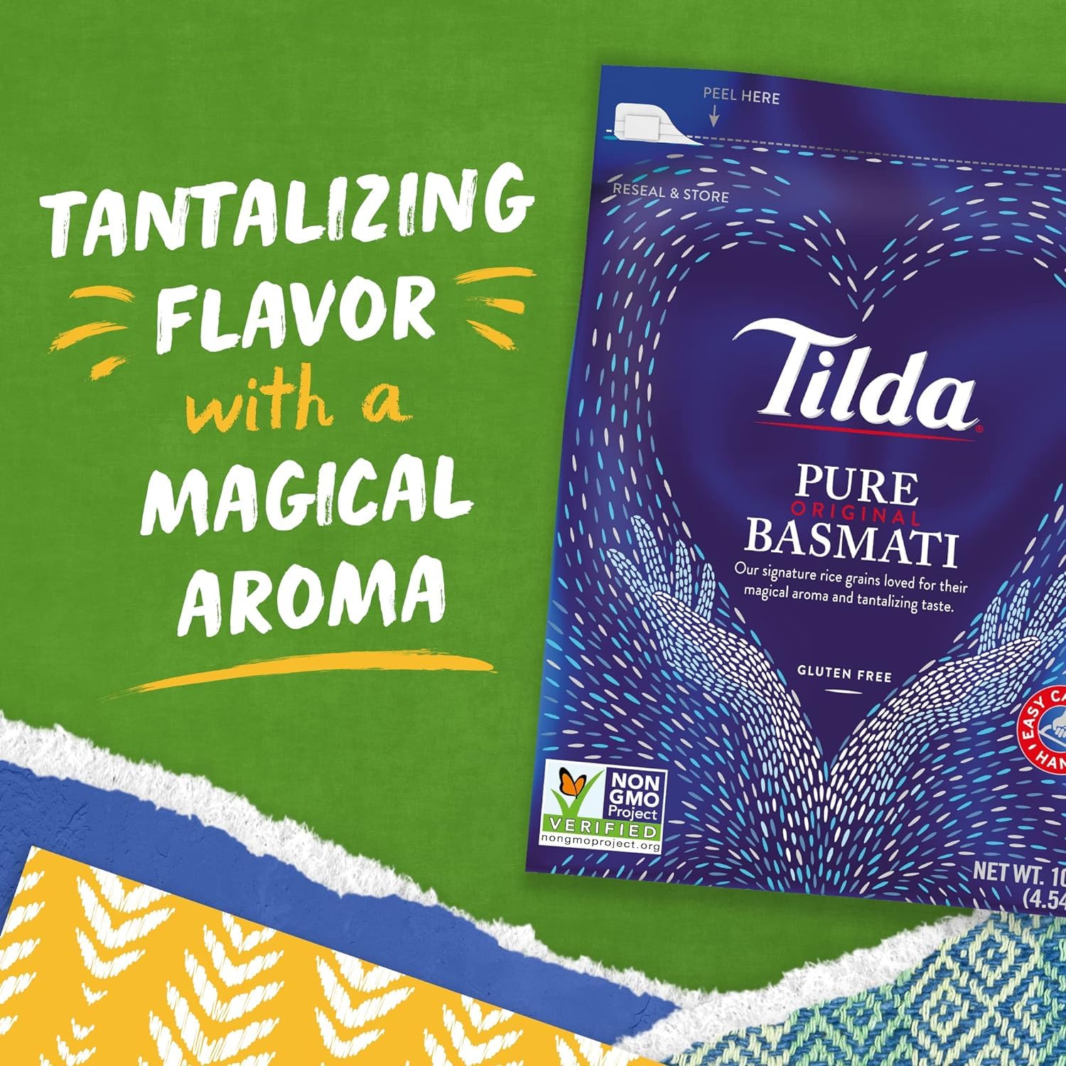 Tilda Pure Original Basmati Reis, 1er Pack (1x22kg) - Langkörniger Premium-Reis aus den Ausläufern des Himalayas, perfekt für orientalische Gerichte und Beilagen with Kajal sticker