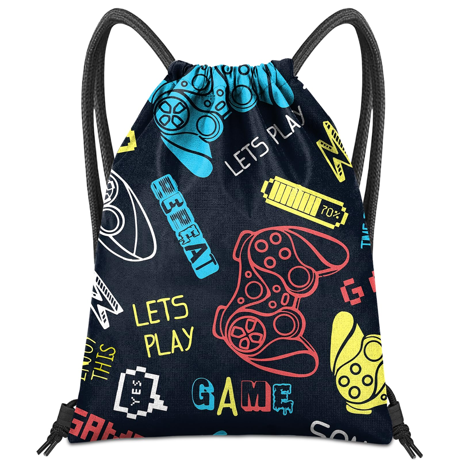 BHAHB Drawstring Backpack for String Bag Waterproof Cute Sports Beach Swimming Travel (13"×17") (Z21-Game Machine) — image 1