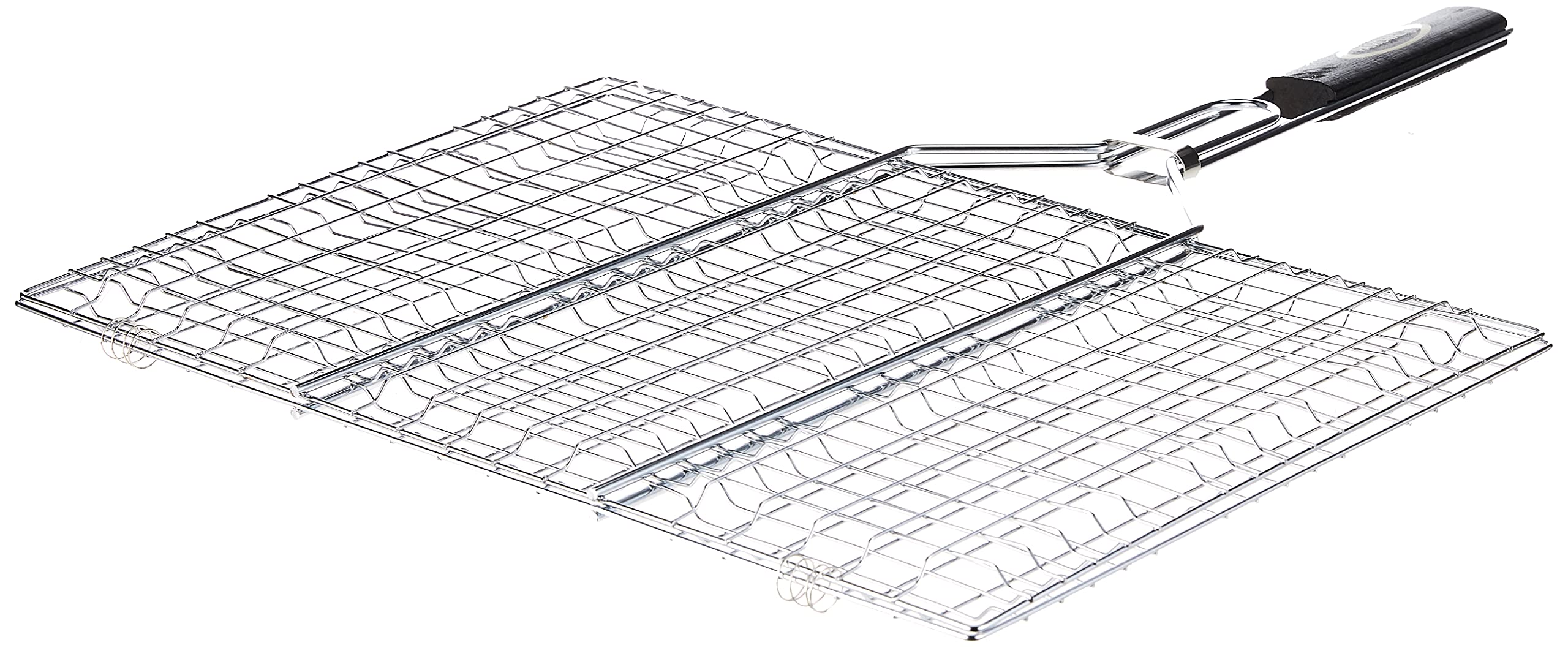 GO2CAMPS BBQ Grill with Wooden Handle Large - [ 46 cm x 32 cm ] - BBQ Grill Net With Wooden Handle | Barbecue Grill tool for Burger,Meat,Fish,Vegetable,Steak Meat Shrimp-Medium Size