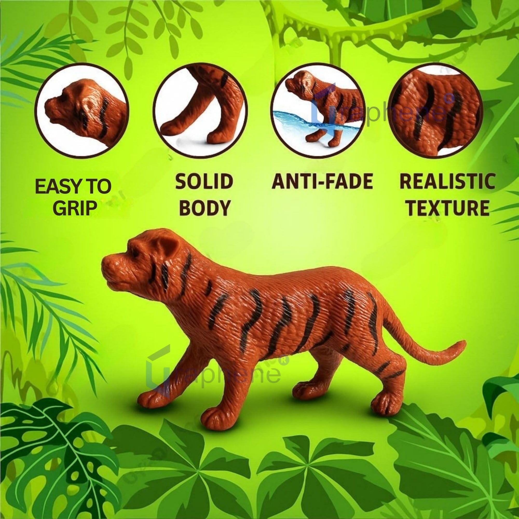GRAPHENE 17 Pcs Animal Figure Toy Set, Farm & Jungle Animal Figure Playsets with Artificial Tree & Fencing Birthday & Return Gifts,School Project Learning Educational Toy Set for Kids 3